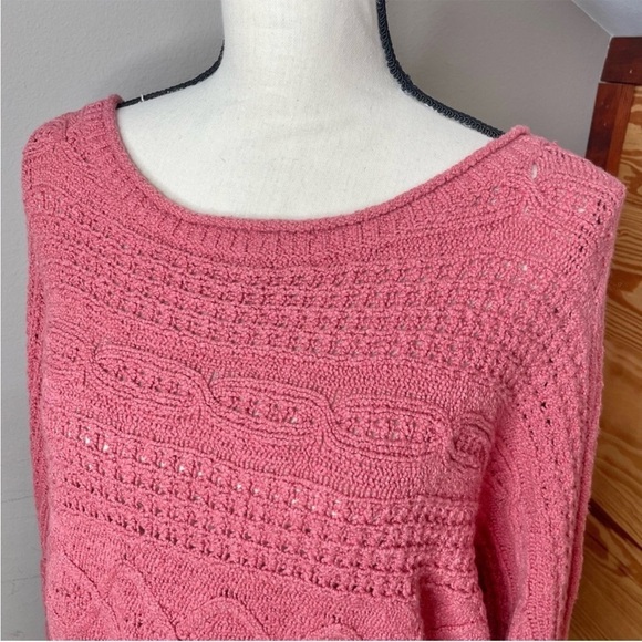 Abercrombie & Fitch Mauve Pink Mixed Open Knit Long Sleeve Sweater Small - Picture 4 of 9